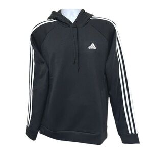 Adidas Men's Black Hoodie with Iconic White Accents
